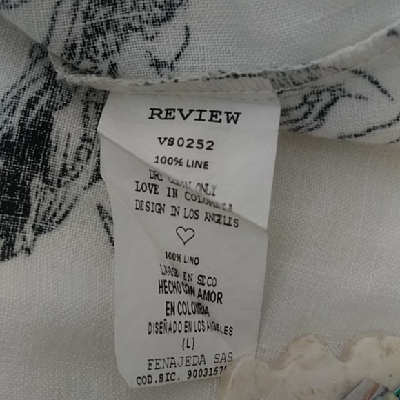 SALE Women Linen Floral High Low Midi Dress Loose Fit Black and White. Size L. - Picture 7 of 9